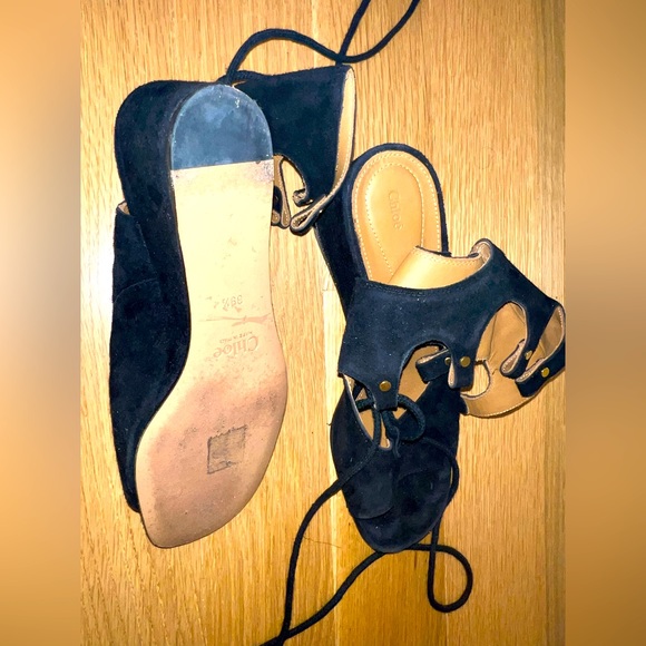 Chloe Foster Suede Gladiator Wedge Sandals - Picture 3 of 3